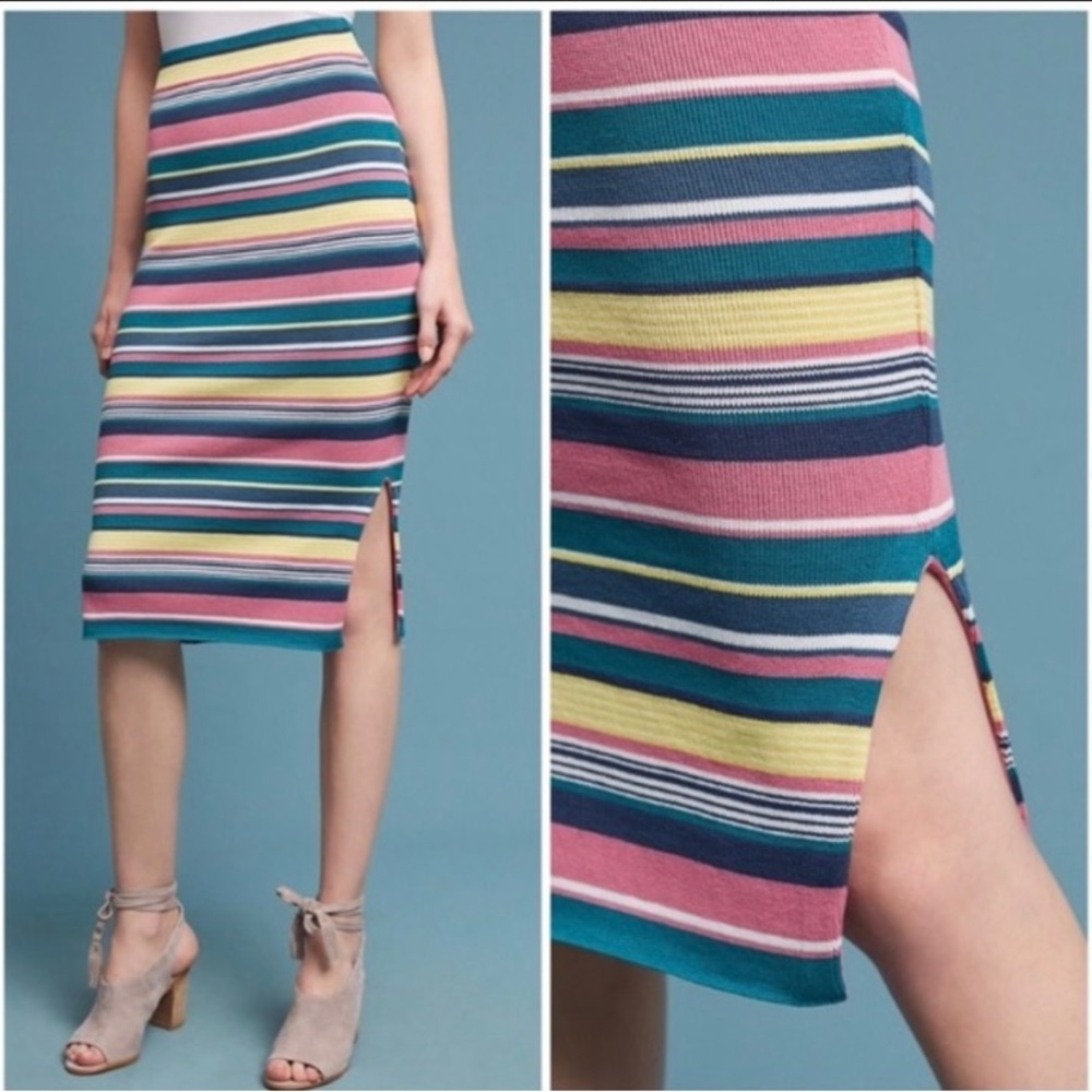 NWT Anthropologie Maeve Iana Striped Midi Skirt Size Medium